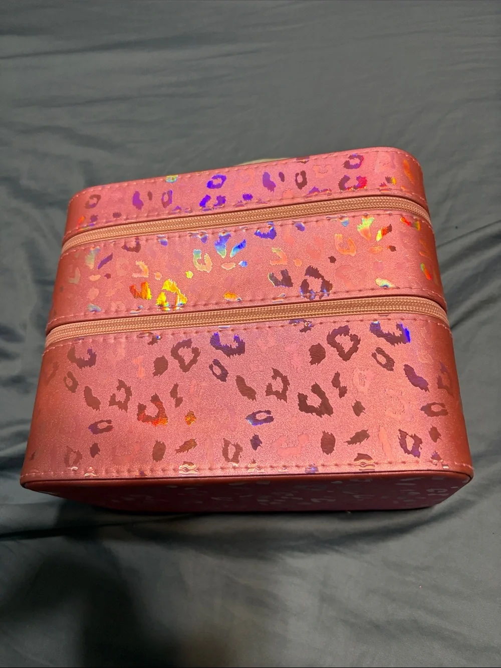Imoshion Pink Holographic Leopard Makeup Case double size nwt
